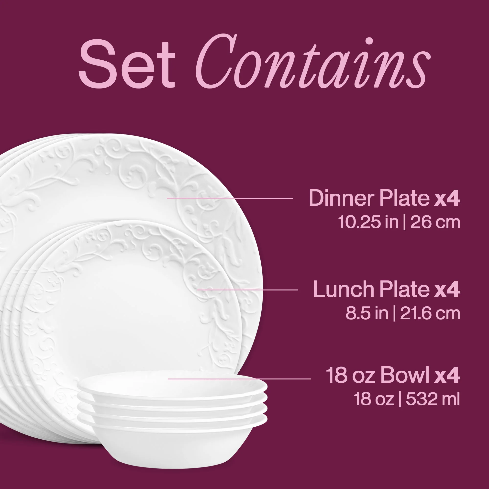 Corelle® Bella Faenza 12-piece Dinnerware Set, Service for 4 - Image 3