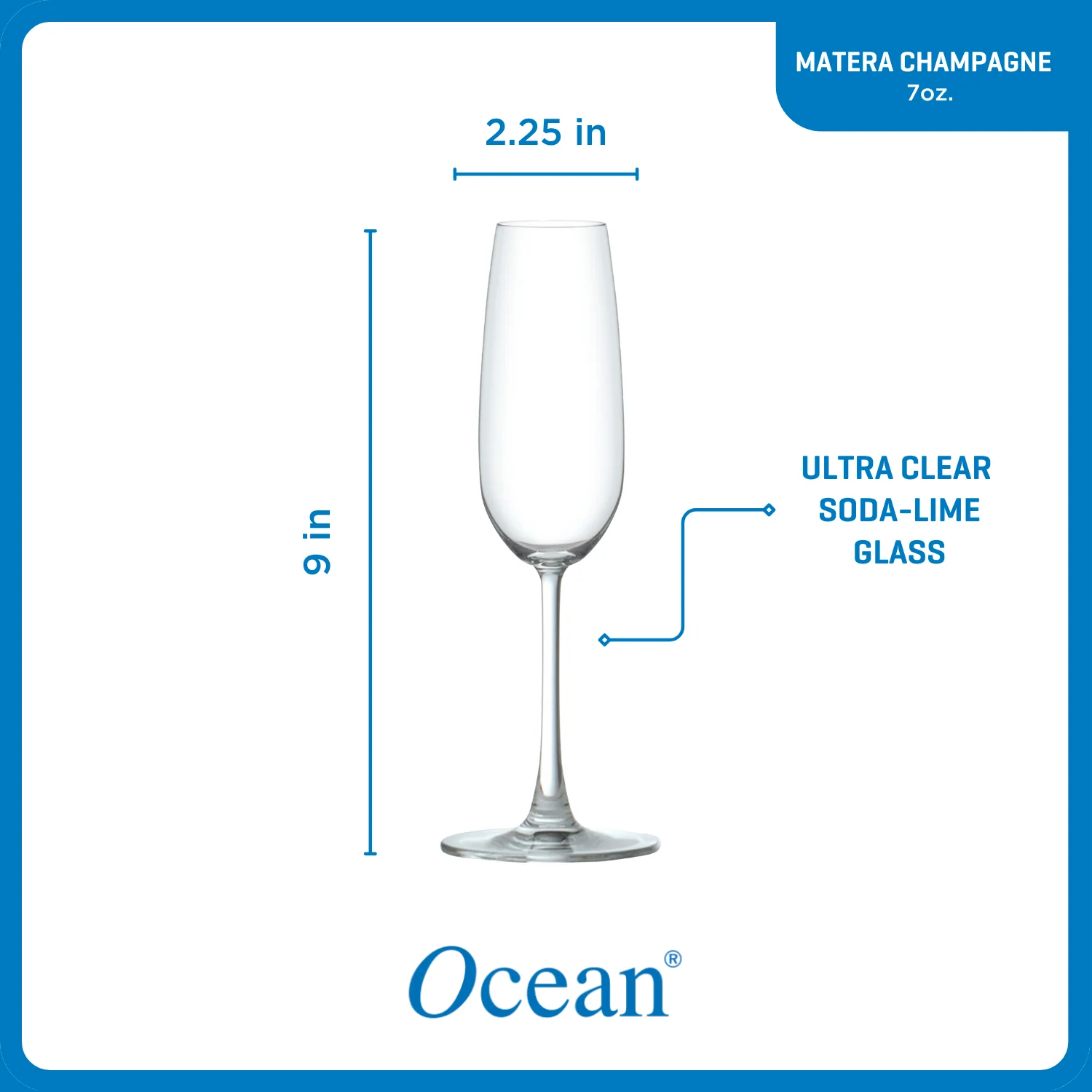 Ocean Glass Matera Champagne Flutes (4-Pieces), 7-ounce, dishwasher safe - Image 3