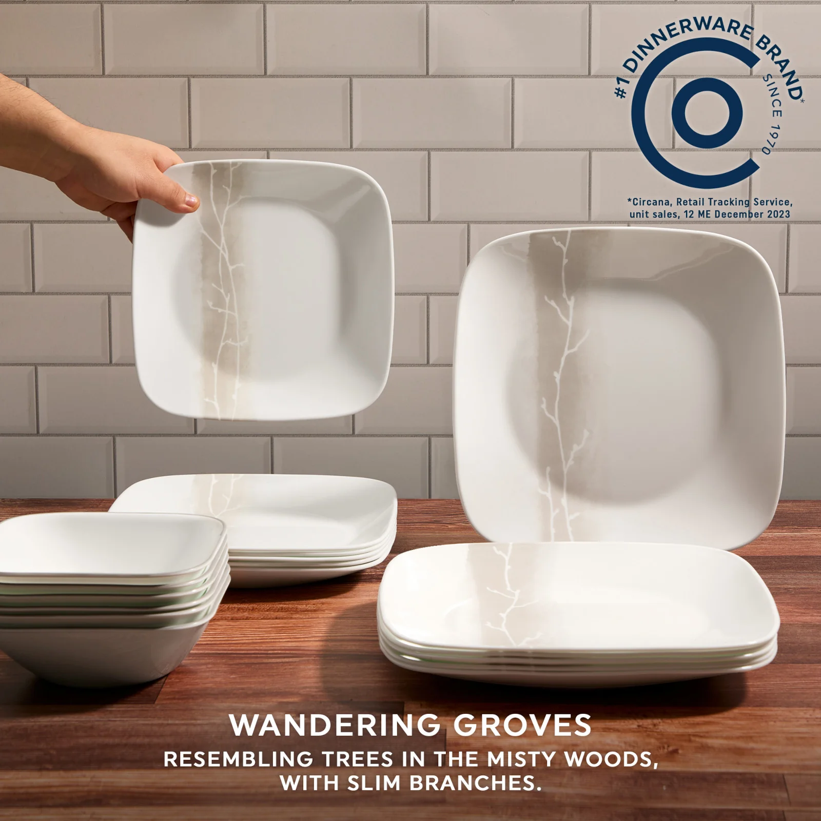 Corelle® Square Wandering Grove 18-piece Dinnerware Set, Service for 6 - Image 3