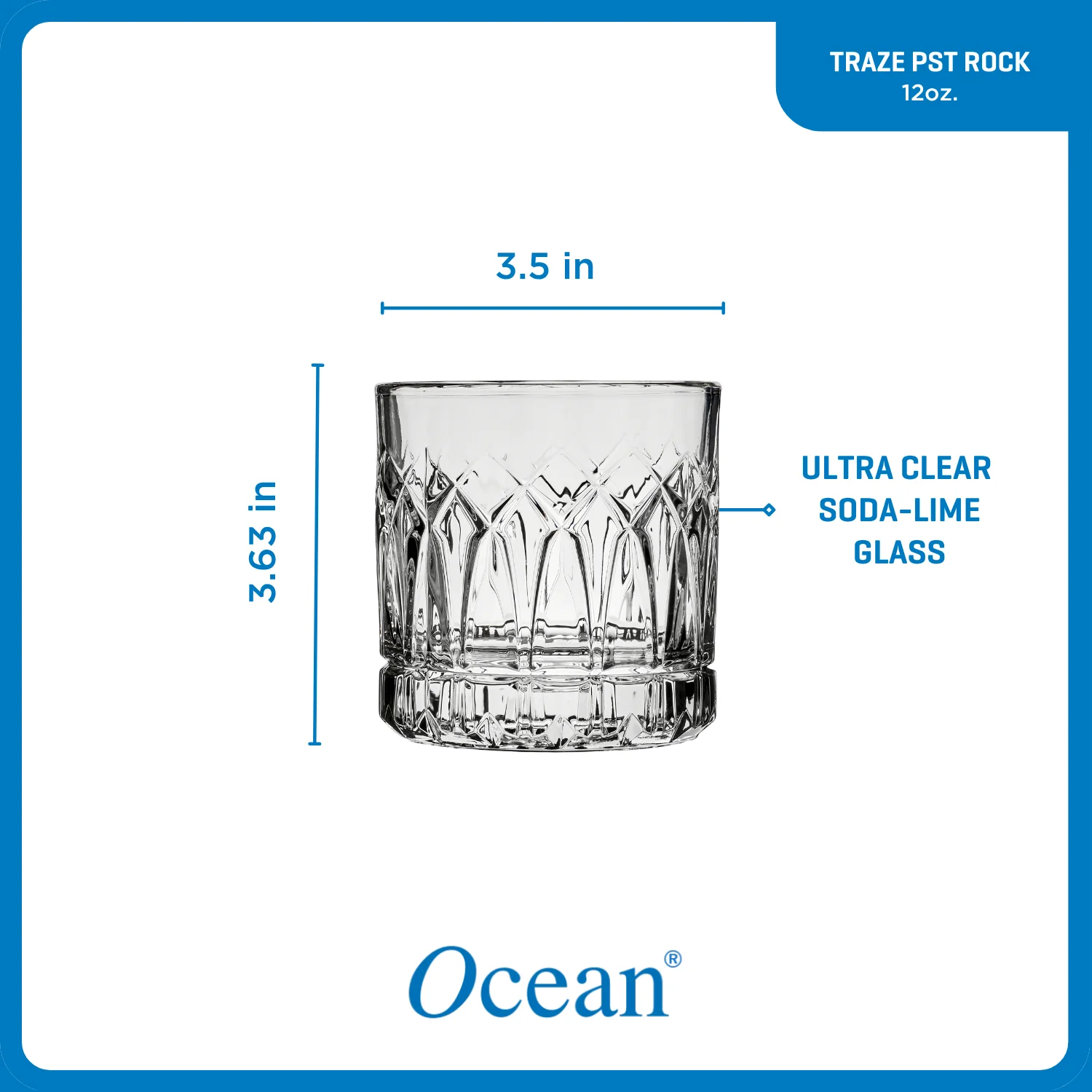 Ocean Glass Traze PST Rocks Glasses (4-Pieces), 12-ounce, Dishwasher Safe - Image 3