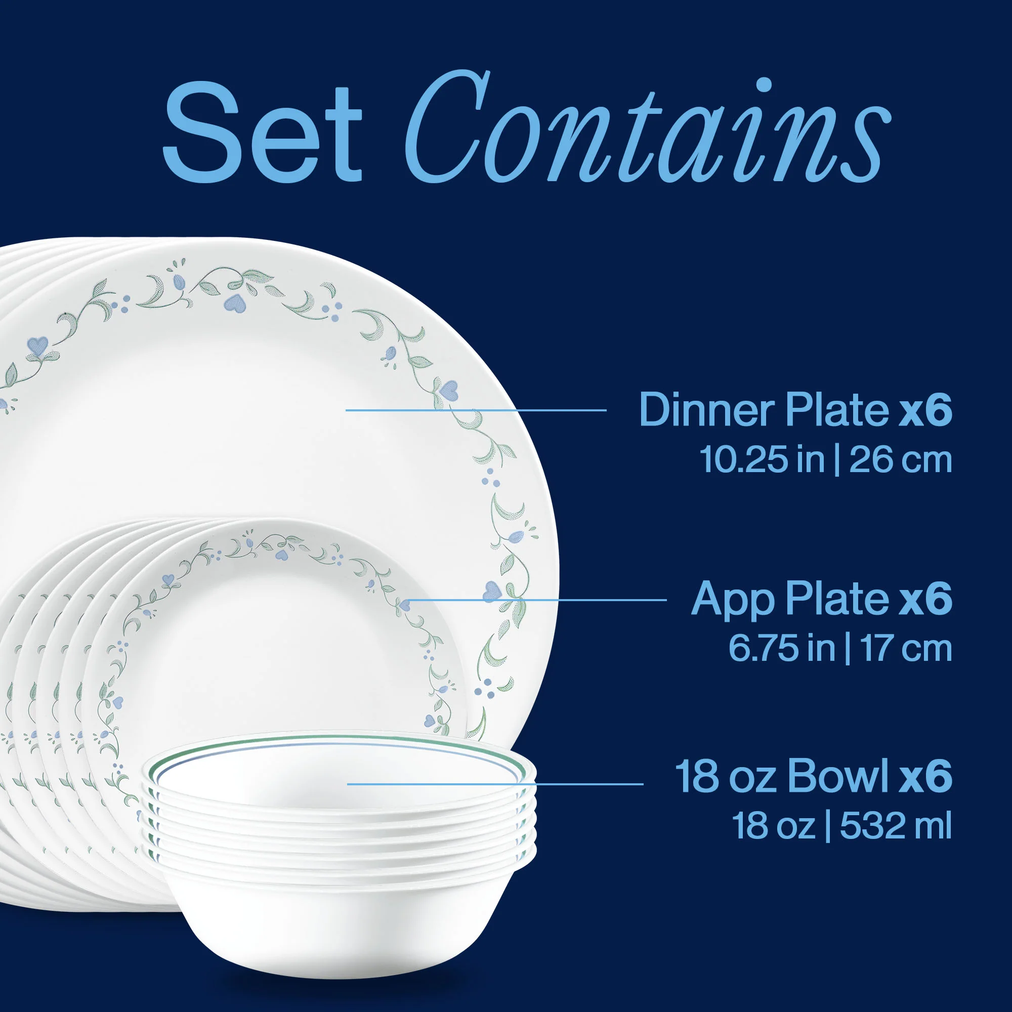 Corelle® Country Cottage 18-piece Dinnerware Set, Service for 6 - Image 3