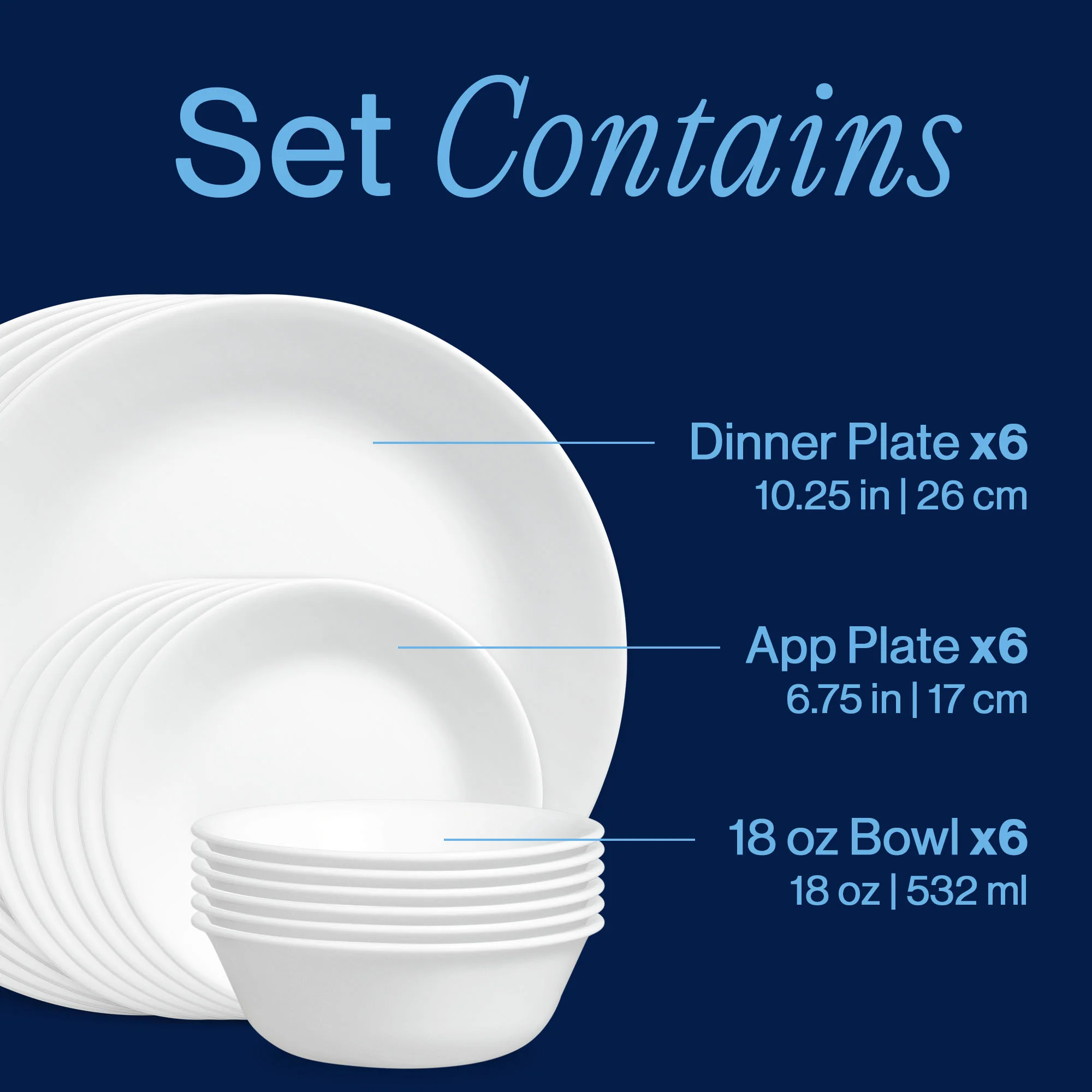 Corelle® Winter Frost White 18-piece Dinnerware Set, Service for 6 - Image 3