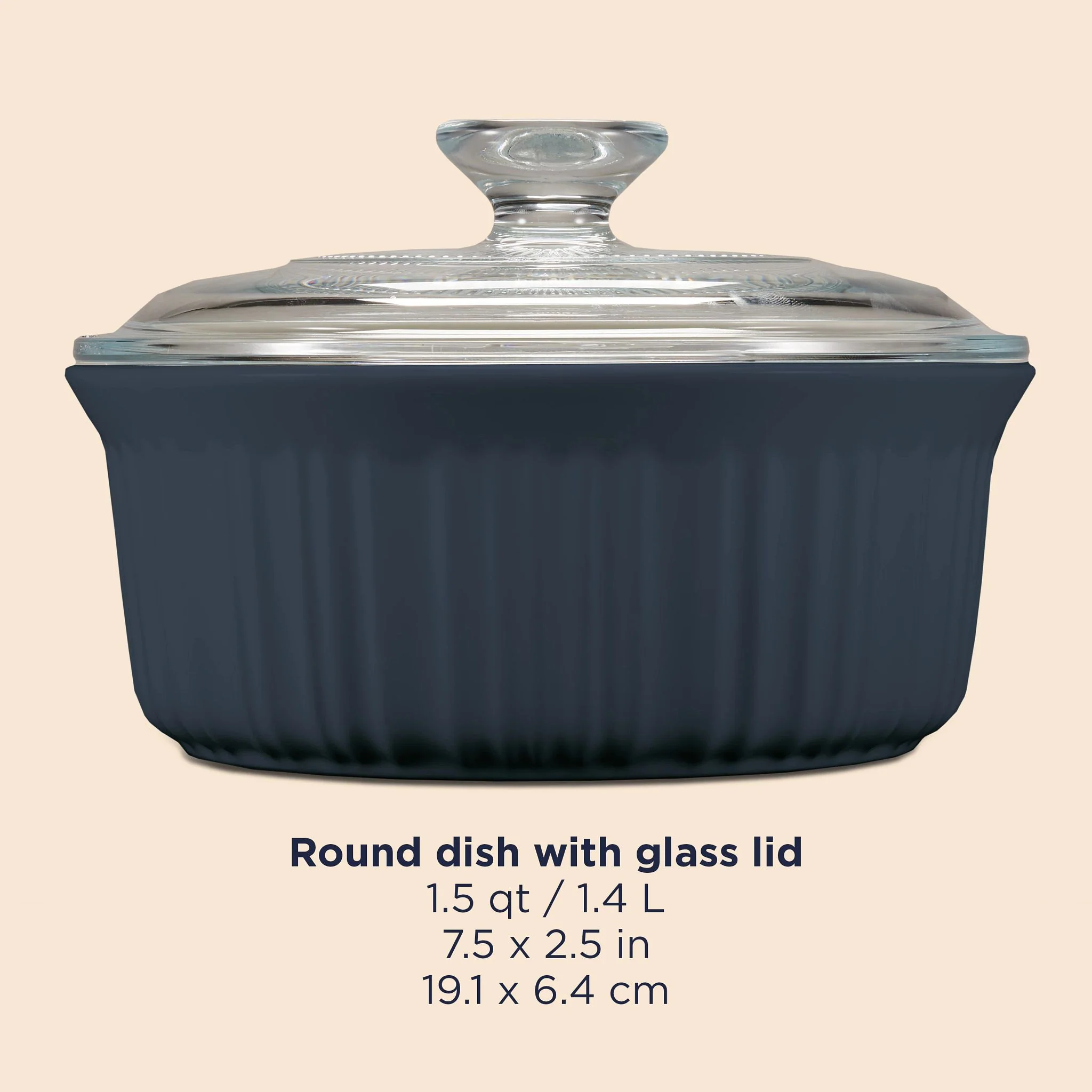 CorningWare® French Colors 1.5-quart Round Baking Dish, Navy - Image 4