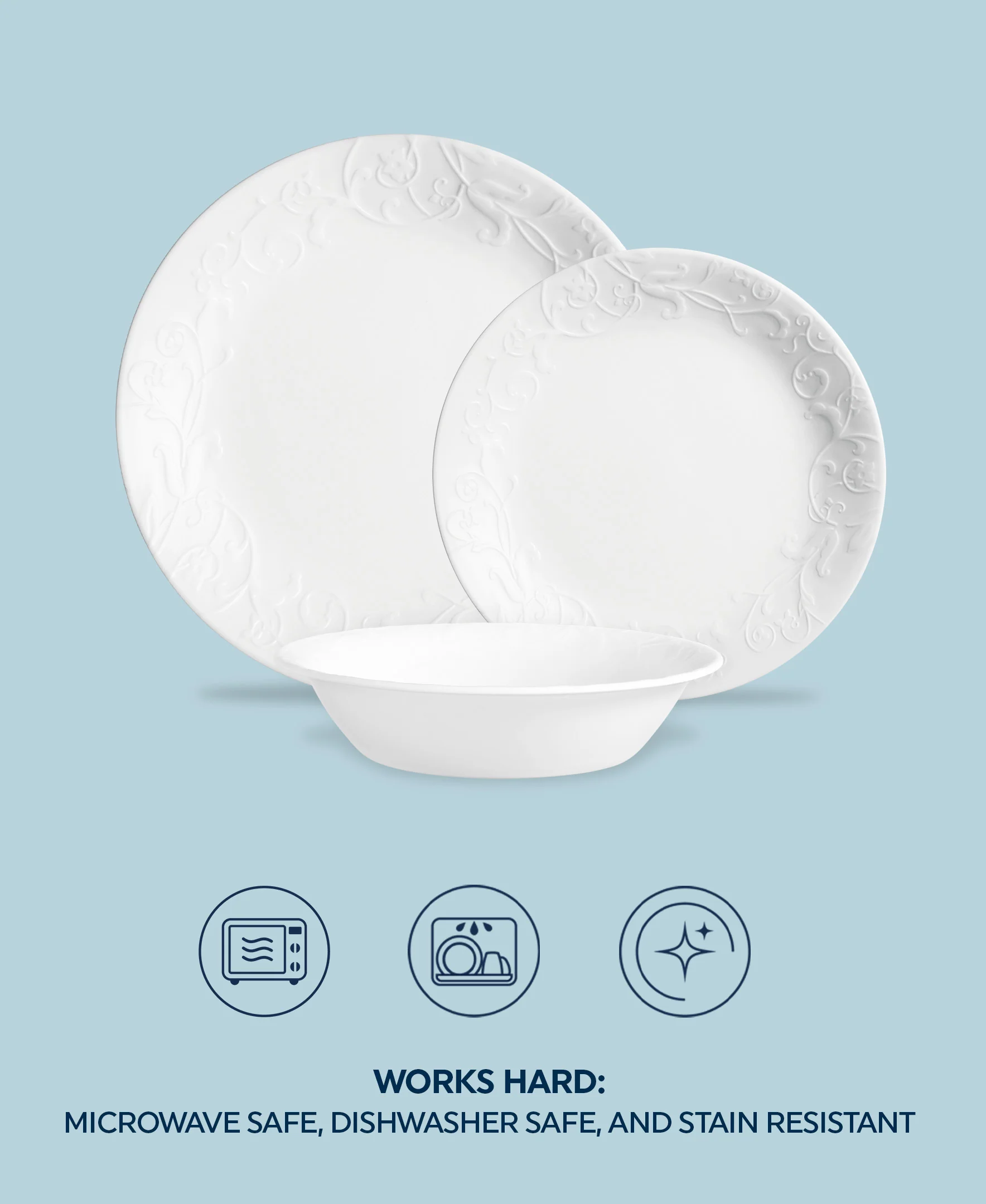 Corelle® Bella Faenza Dinnerware Set – Service for 6 + Serving Bowl - Image 6