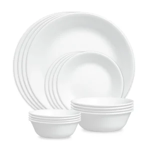 Exclusive Corelle® Winter Frost White 16-piece Mugless Dinnerware Set, Service for 4