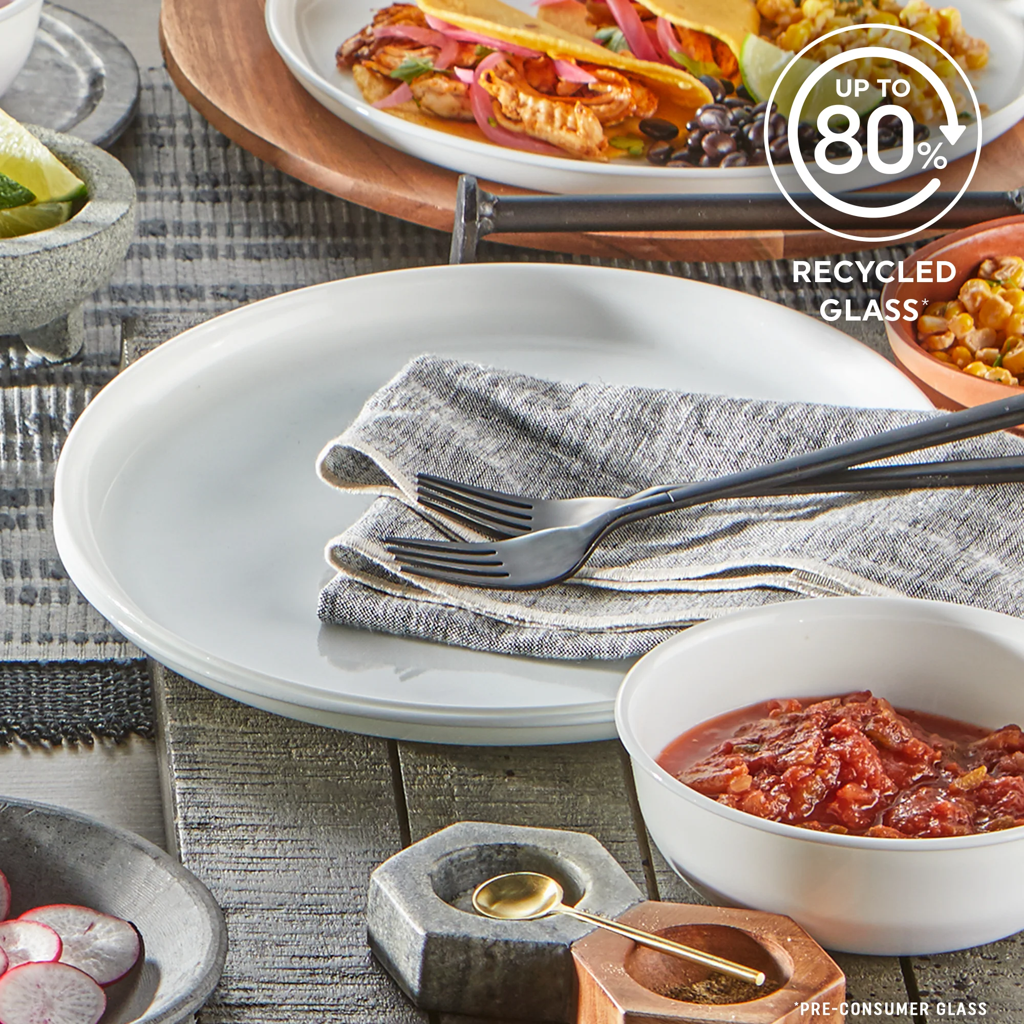 Corelle® Modern Rounds Dinnerware Set – Service for 4 + Meal Bowls - Image 3