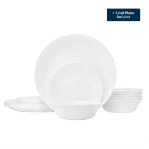 Corelle® Winter Frost White Dinnerware Set – Service for 6 + Salad Plates