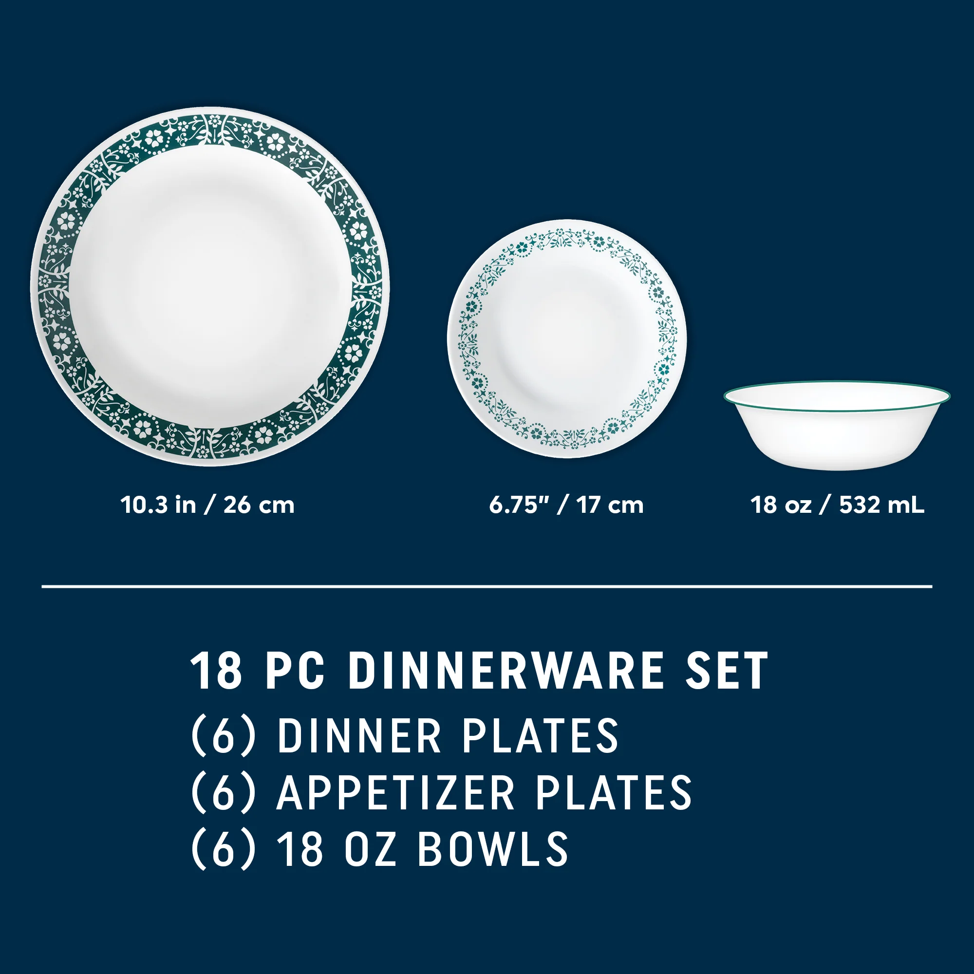 Corelle® Penelope 18-piece Dinnerware Set, Service for 6 - Image 2