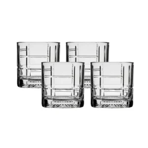 Ocean Glass Traze FTR Rocks Glasses (4-Pieces), 12-ounce, Dishwasher Safe