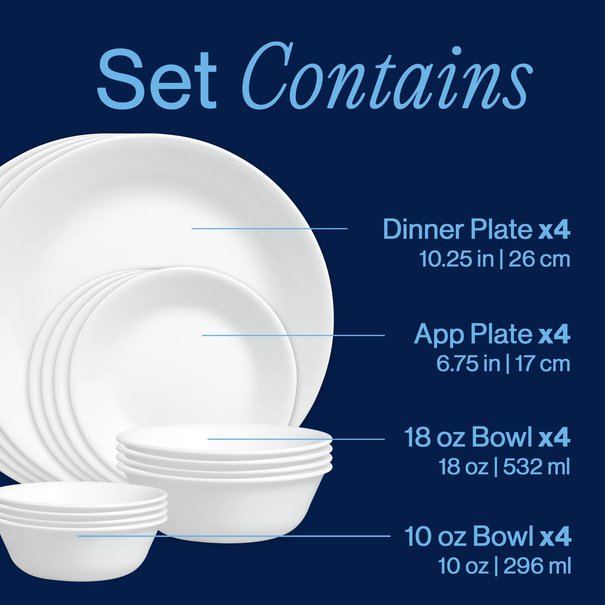Exclusive Corelle® Winter Frost White 16-piece Mugless Dinnerware Set, Service for 4 - Image 3