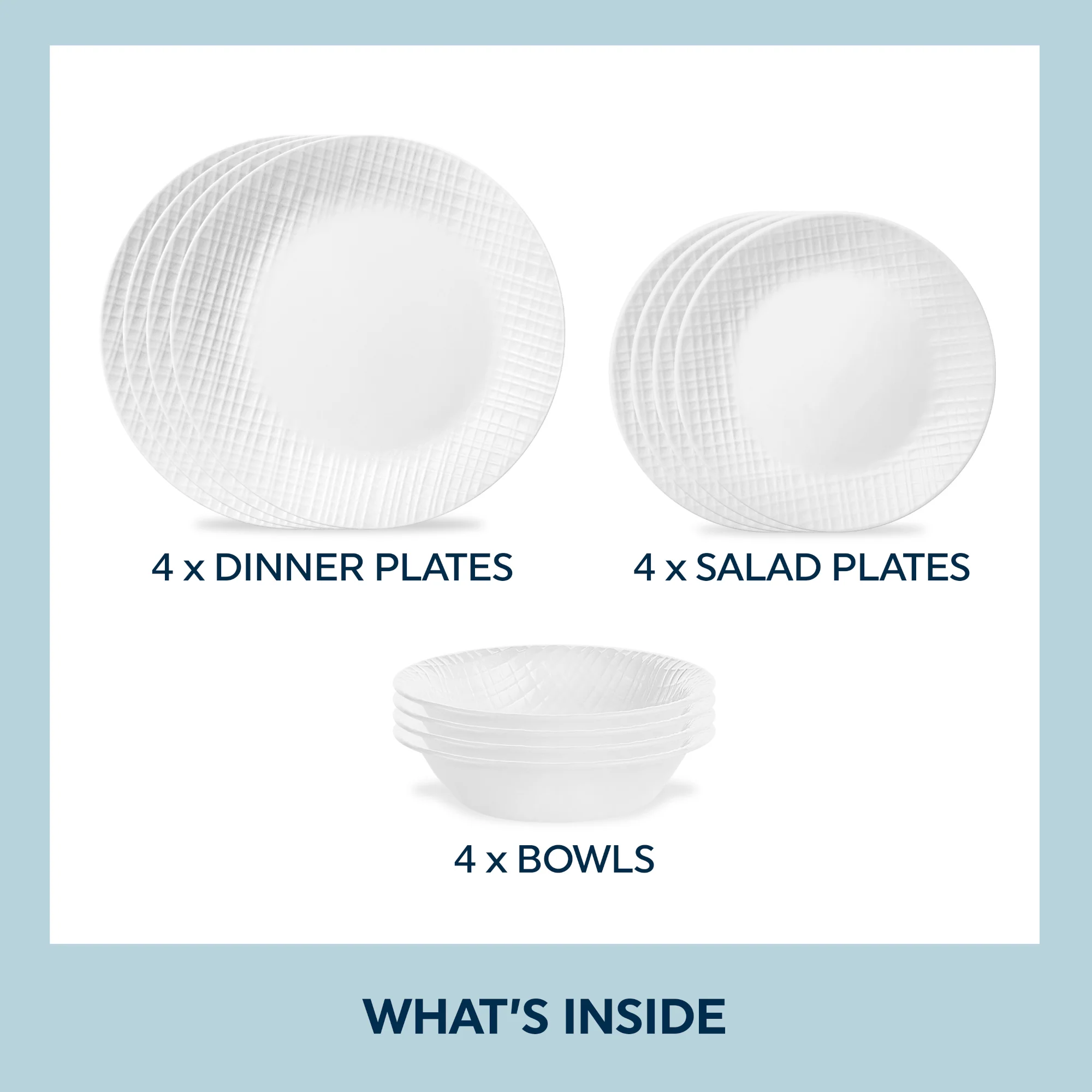 Corelle® Linen Weave 12-piece Dinnerware Set, Service for 4 - Image 2