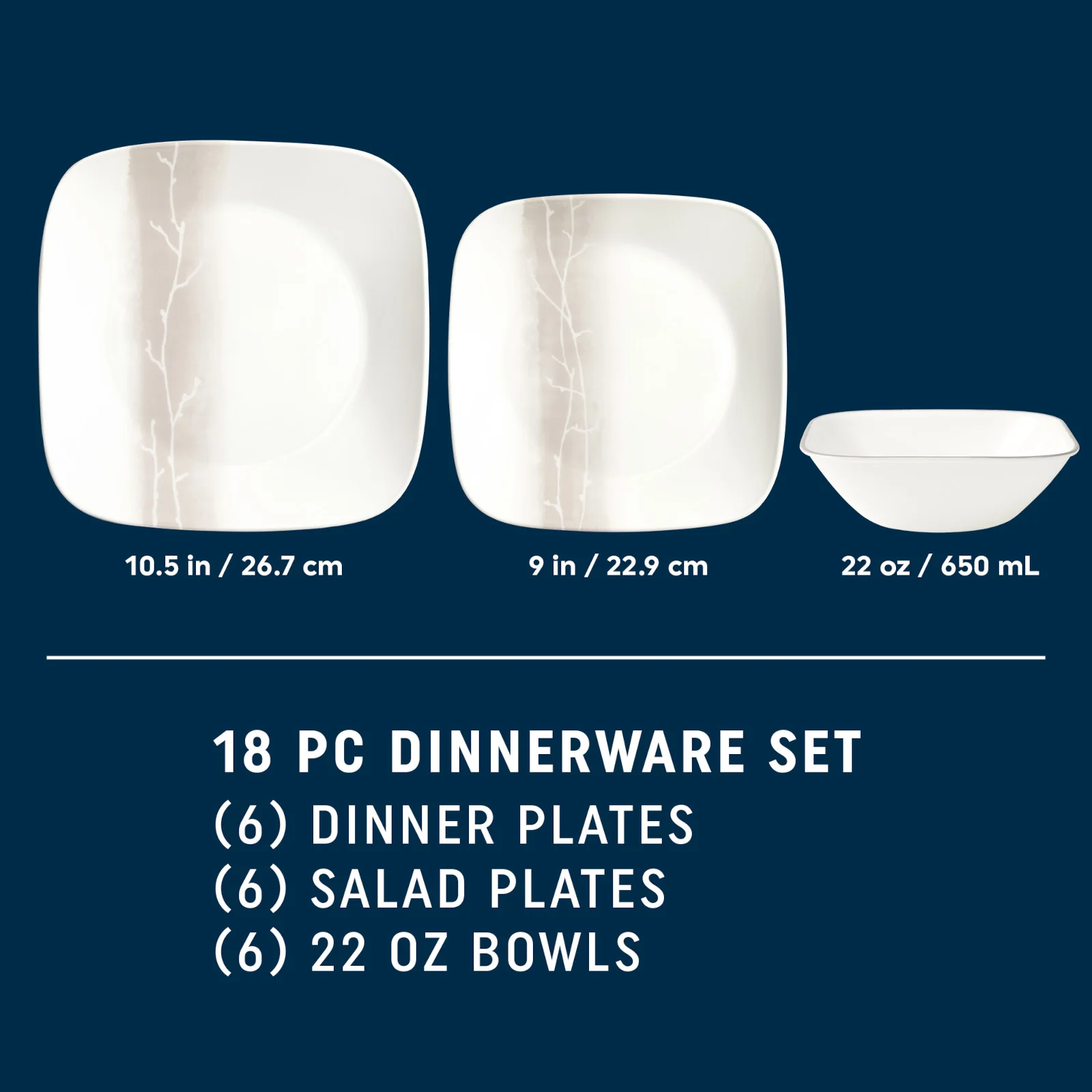 Corelle® Square Wandering Grove 18-piece Dinnerware Set, Service for 6 - Image 2