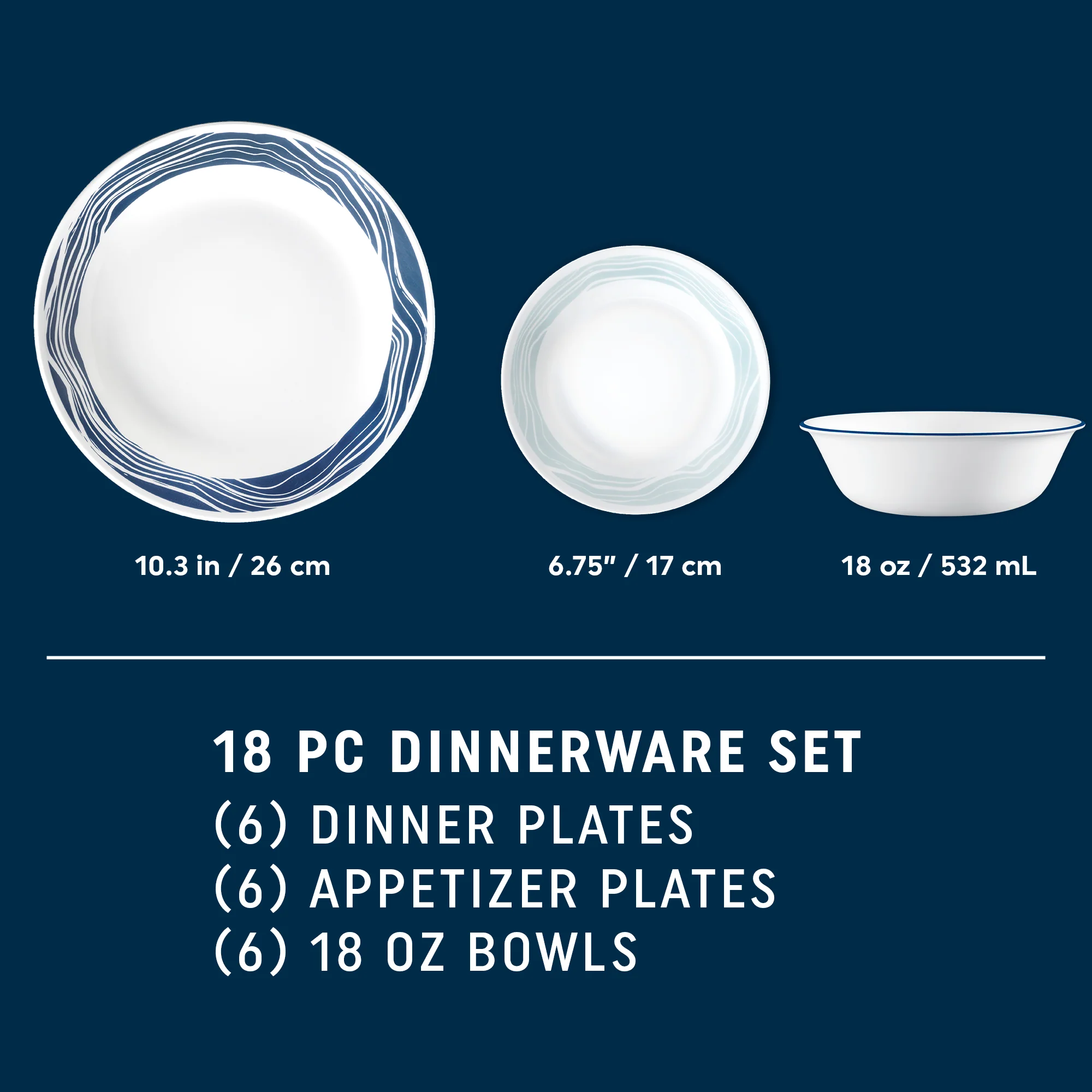 Corelle® Acadia 18-piece Dinnerware Set, Service for 6 - Image 2