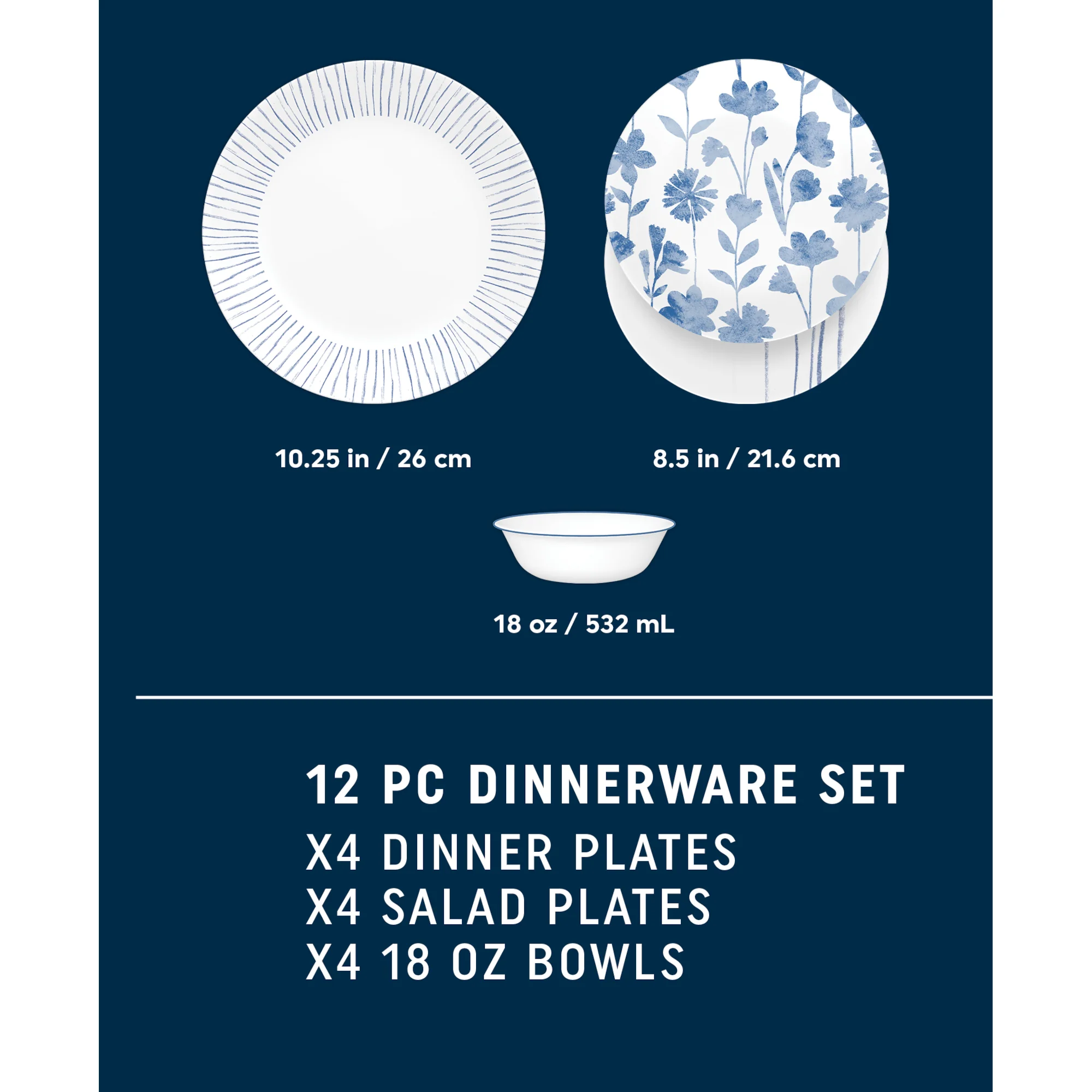 Corelle® Botanical Stripes 12-piece Dinnerware Set, Service for 4 - Image 2