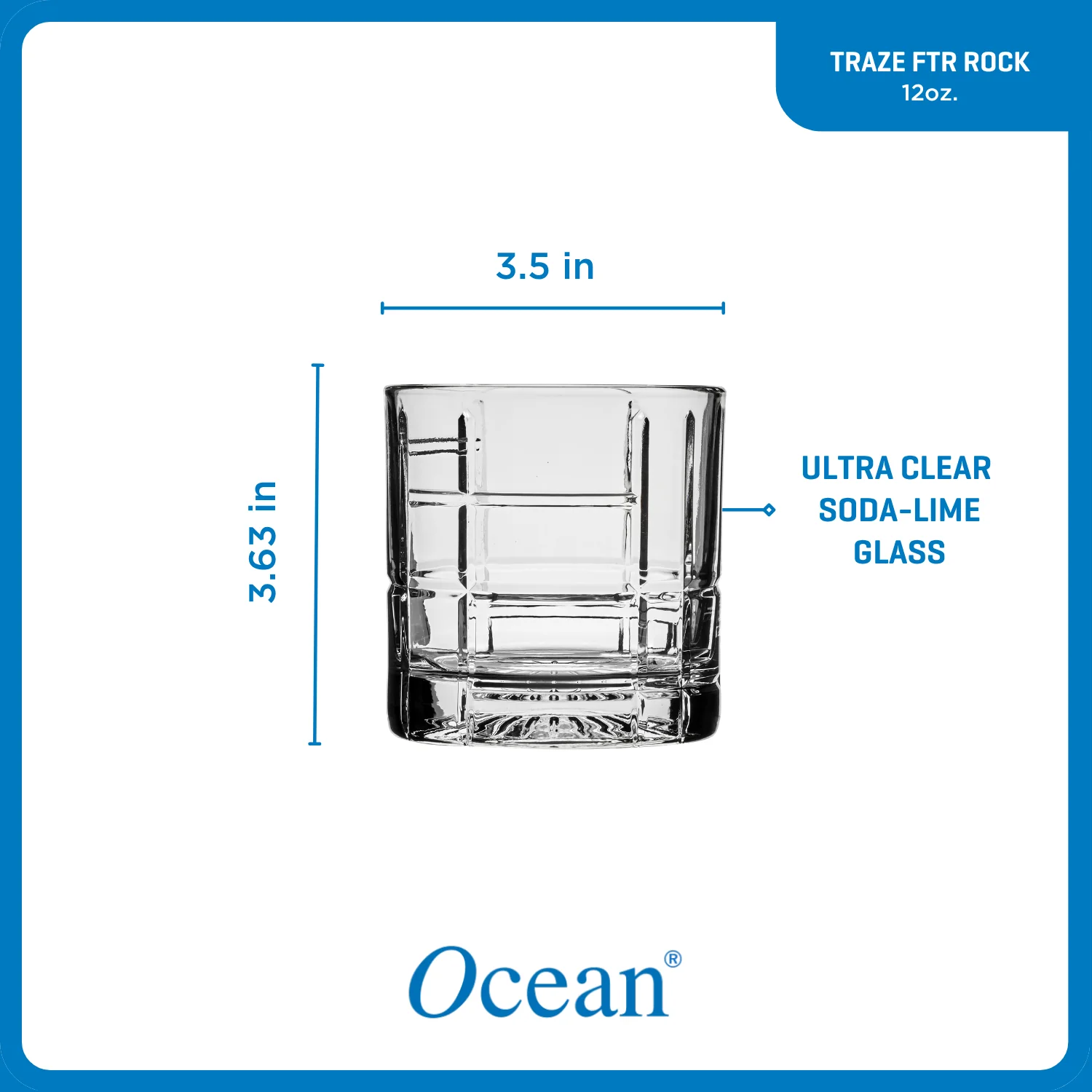 Ocean Glass Traze FTR Rocks Glasses (4-Pieces), 12-ounce, Dishwasher Safe - Image 3