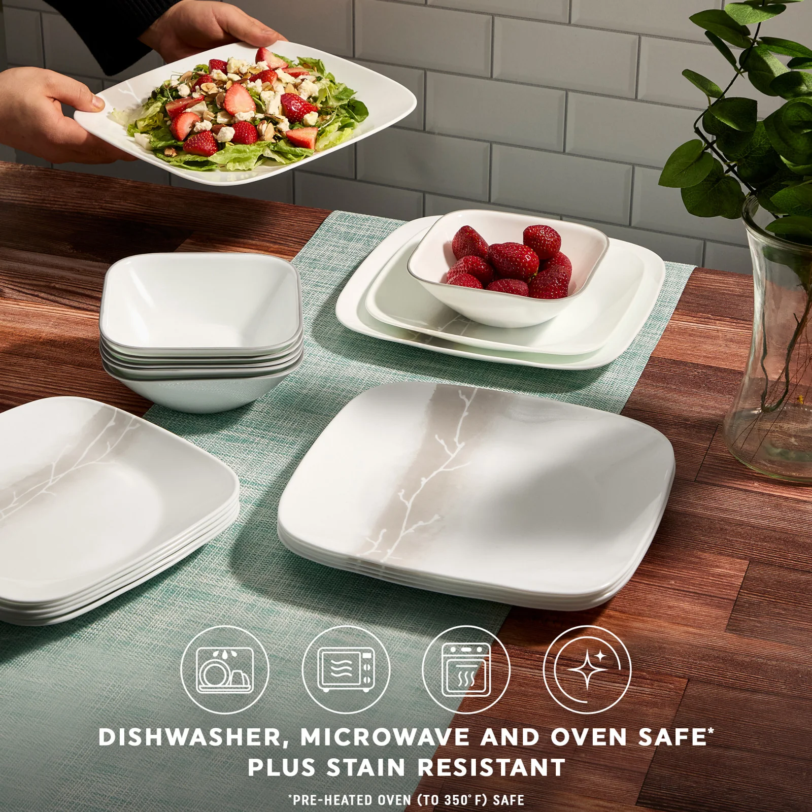 Corelle® Square Wandering Grove 18-piece Dinnerware Set, Service for 6 - Image 5