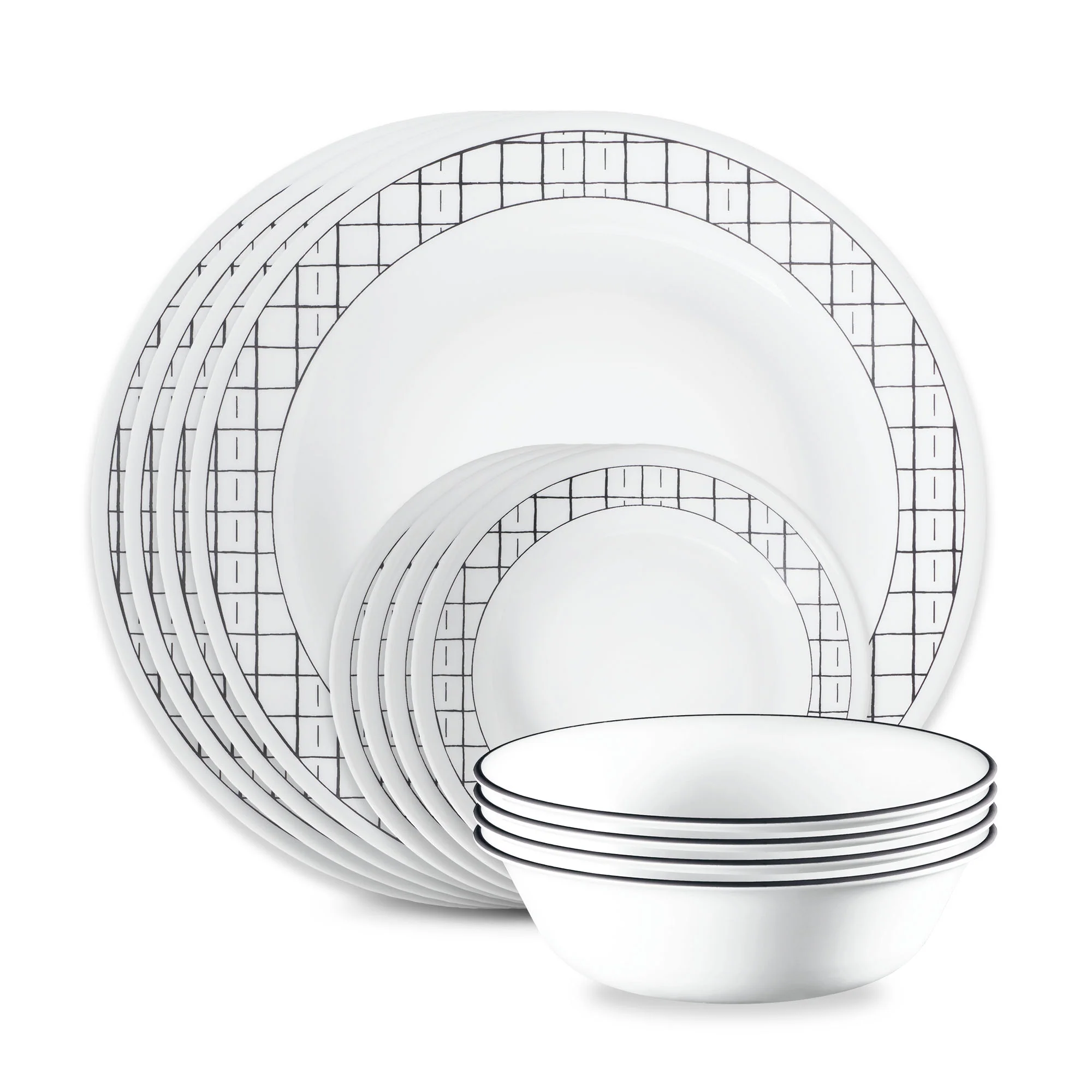 Corelle® Delicate Grid 12-piece Dinnerware Set, Service for 4