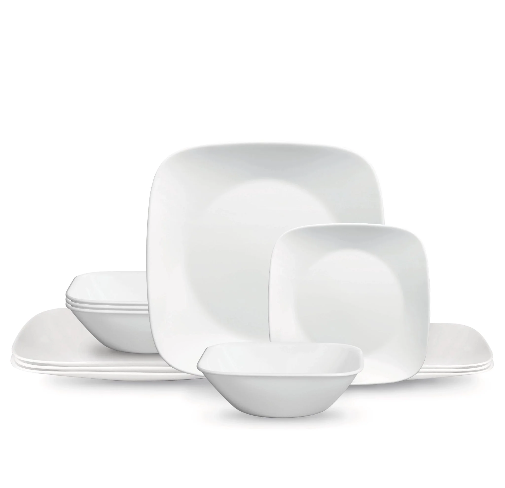 Corelle® SquareTM Pure White 12-piece Dinnerware Set with Appetizer Plates, Service for 4