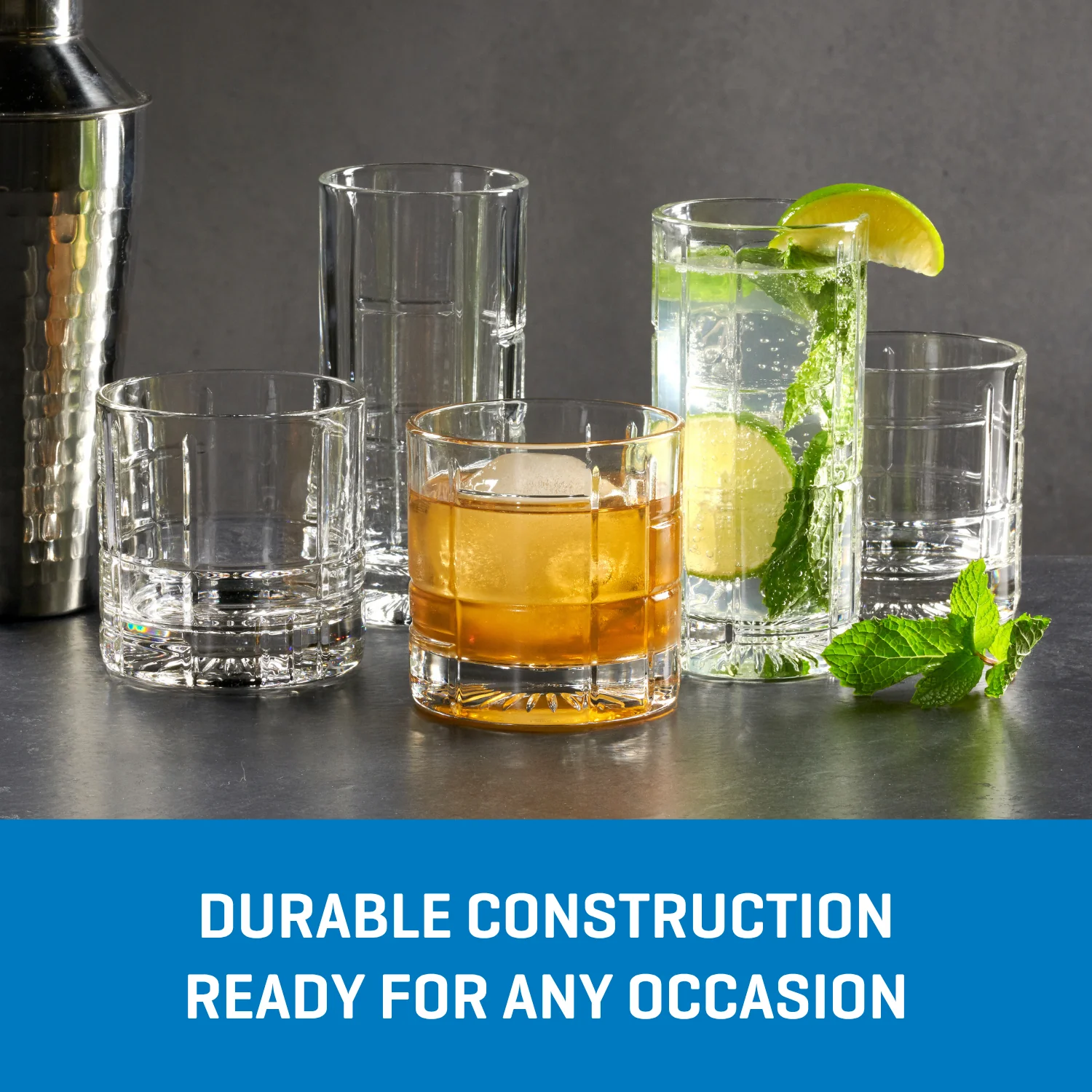Ocean Glass Traze FTR Rocks Glasses (4-Pieces), 12-ounce, Dishwasher Safe - Image 4