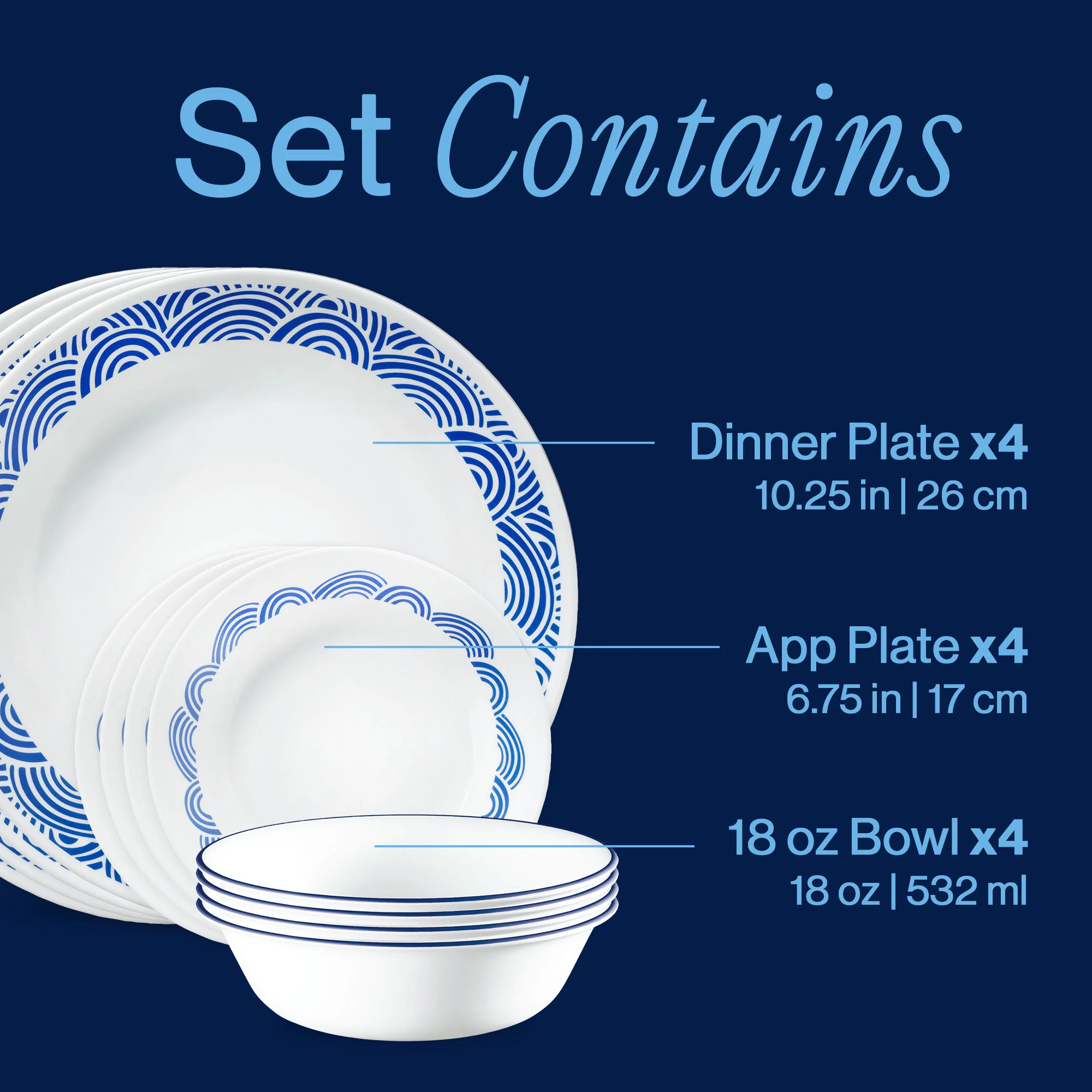 Corelle® Rolling Waves 12-piece Dinnerware Set, Service for 4 - Image 3