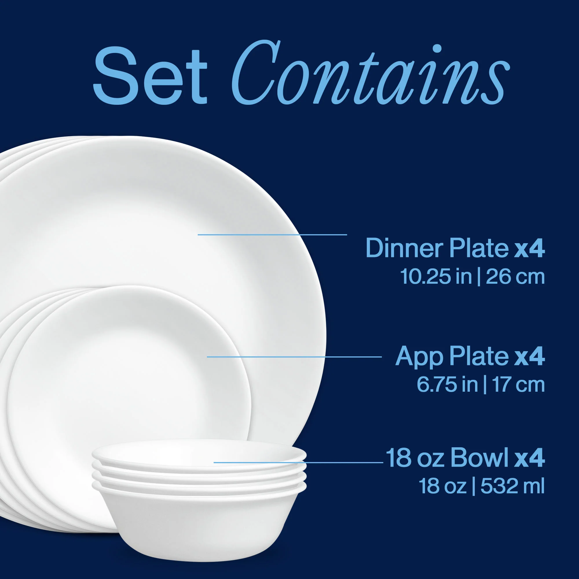 Corelle® Winter Frost White 12-piece Dinnerware Set, Service for 4 - Image 3