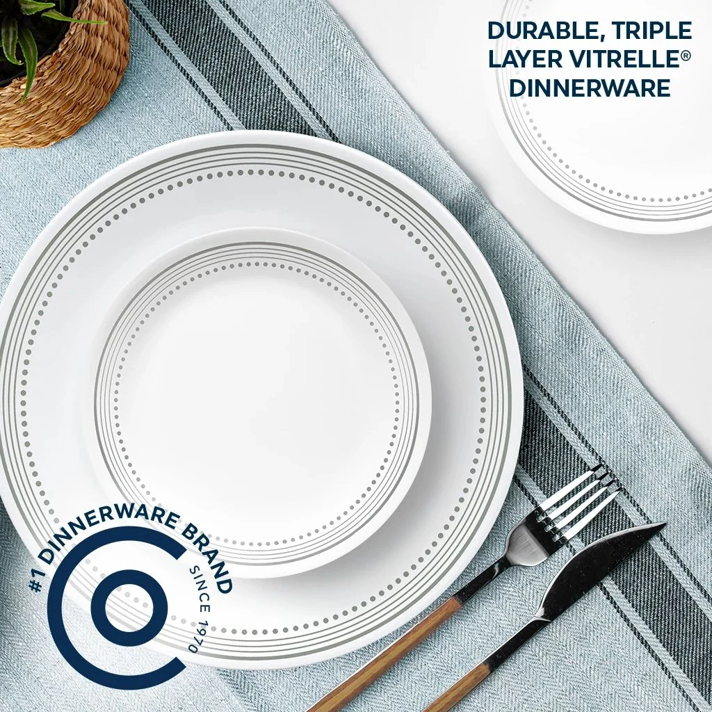 Corelle® Mystic Gray 18-piece Mugless Dinnerware Set, Service for 6 - Image 2