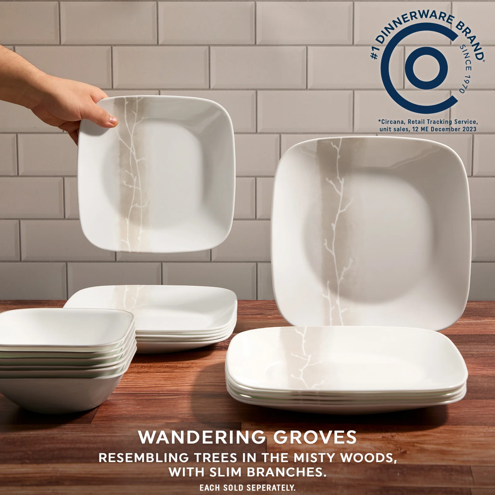Corelle® Square Wandering Grove 10.5" Dinner Plate - Image 2