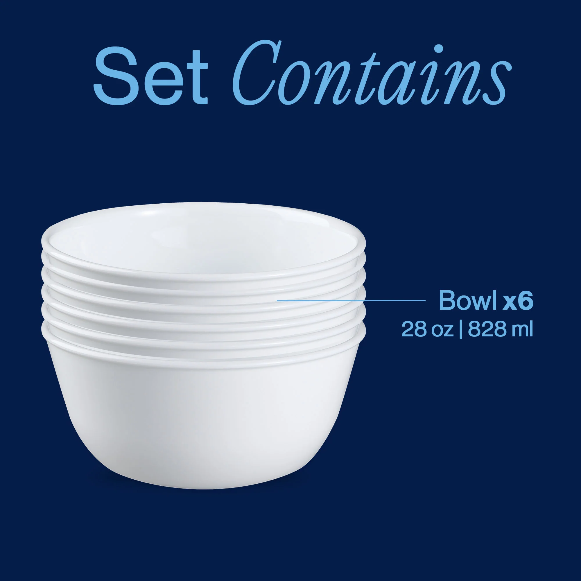 Corelle® Winter Frost White 28-ounce Large Soup Bowls, 6-pack - Image 3