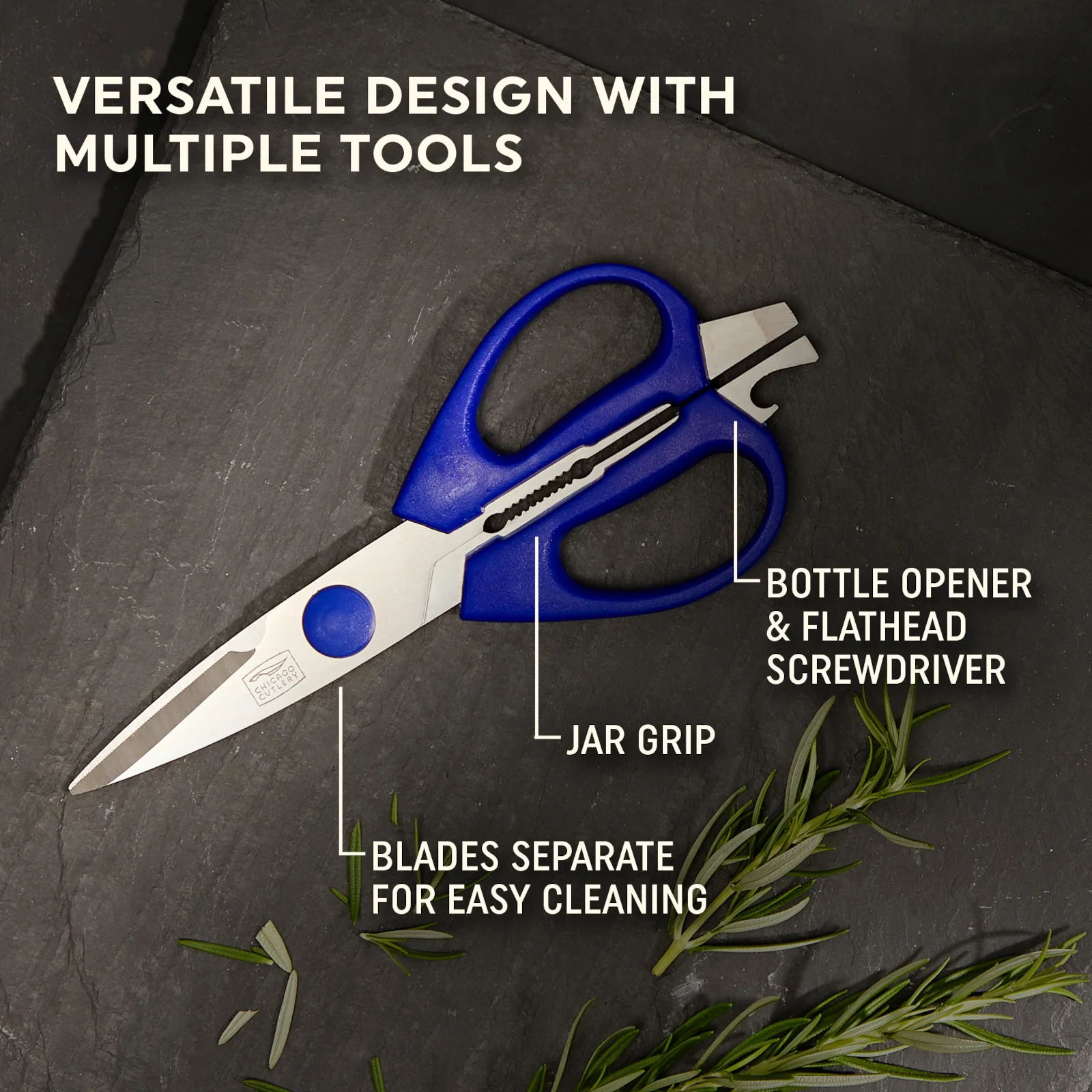 Hot Chicago Cutlery 2-piece Kitchen Shears in Blueberry and Blue Frost - Image 2